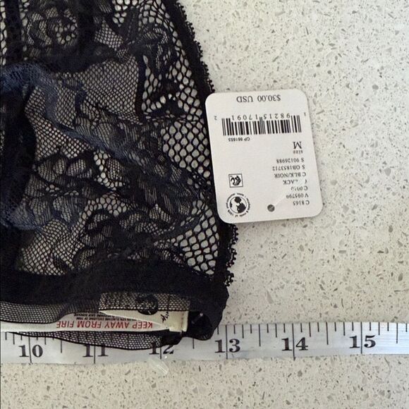 NWT Free People Care FP Reya Lace Bralette M Black Lace Netting Sheer Pull On - Picture 13 of 15